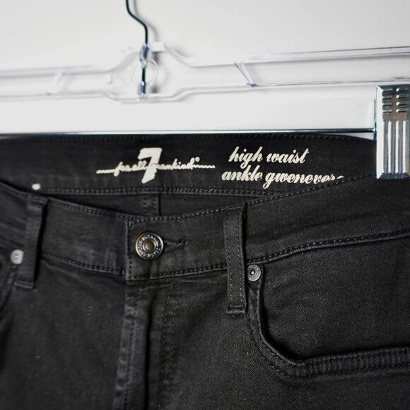 7 For All Mankind High Waist Ankle Gwenevere Skinny Jeans with Raw Hem - Picture 5 of 6